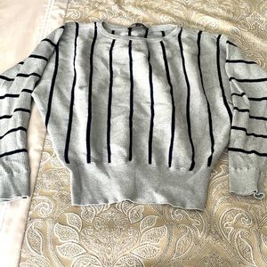 Grey striped crew neck sweater